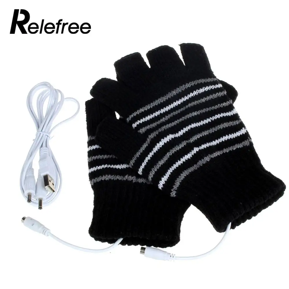 Перчатки с подогревом перчатки с подогревом usb В 5 В вязаные нагревательные перчатки с питанием от батареи для теплых перчаток Охота Мотокросс Зимние перчатки для USB перчатки мотоцикл - Цвет: black