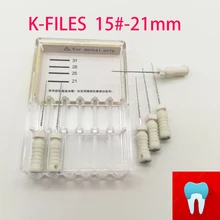 6 шт./упак.#15-21 мм стоматологические K файлы корневой канал стоматология Эндодонтические Инструменты Стоматологические Инструменты ручное использование из нержавеющей стали