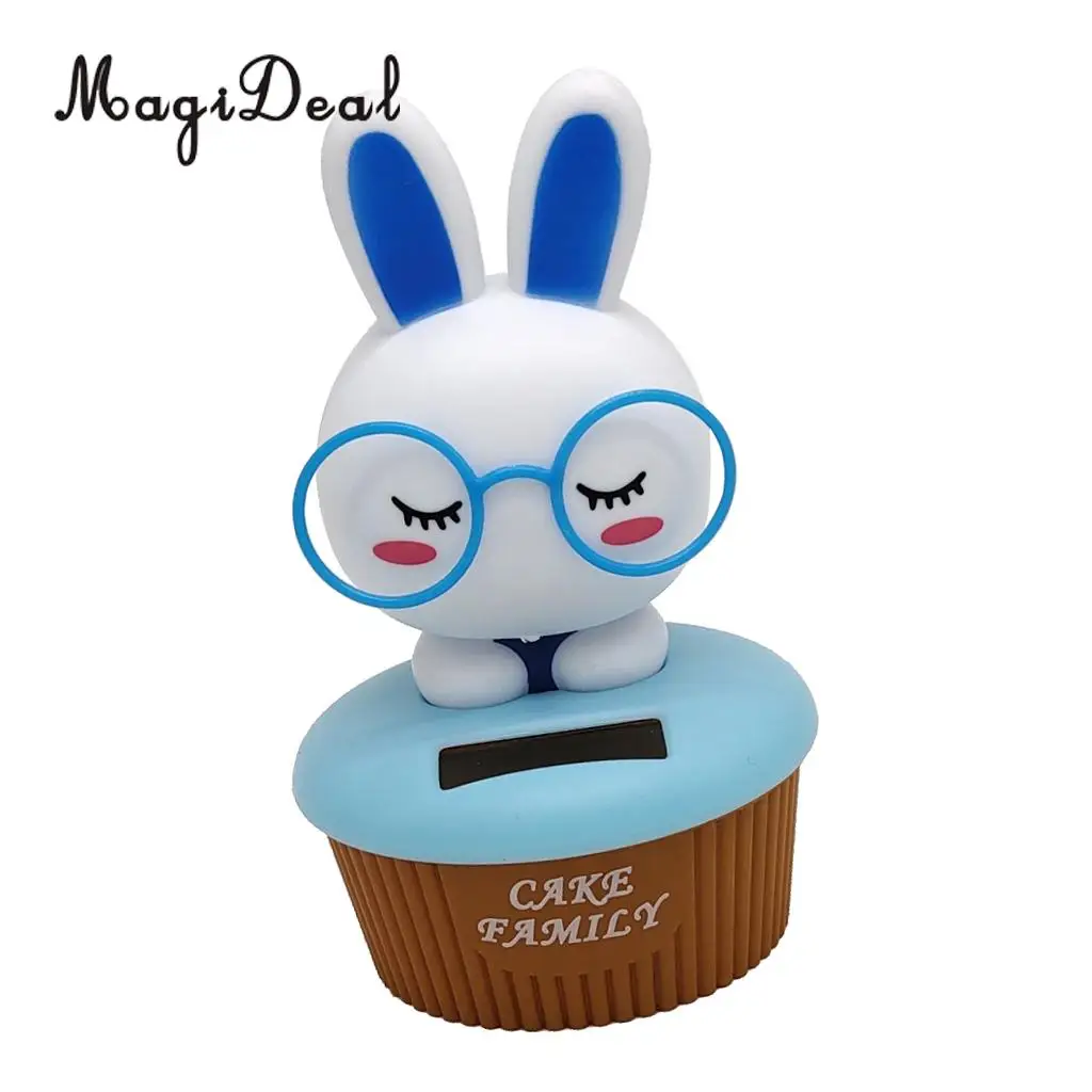  Cartoon Solar Powered Dancing Rabbit Animal Swing Figure Model Toy Dashboard Car Desk Decoration Blue