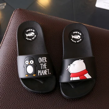 

Kids Summer Slippers Cartoon Penguin Family Matching Slipper Children Boy Girl Home Shoes Non-slip Rubber Shoes Bathing Shoes