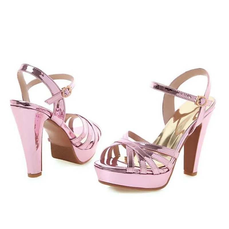 Women sandals Summer New pattern fashion Super high heel Women sandals Golden silvery Pink Thick bottom sexy banquet Sandals
