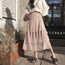 Юбка из прозрачной ткани с эластичной резинкой на талии плиссированная длинная юбка принцессы на весну и лето Falda Larga Gonne Going Saia