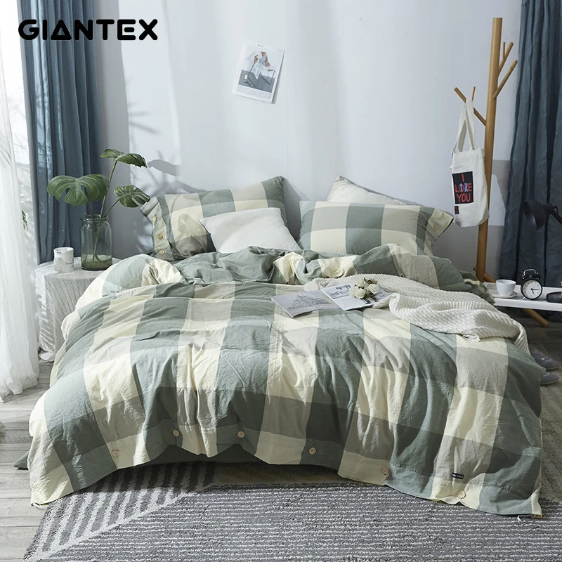 

GIANTEX 4 Pcs Cotton Print Bedding Set Pillowcase Sheet Duvet Cover Set Queen Size Home Textile U2124