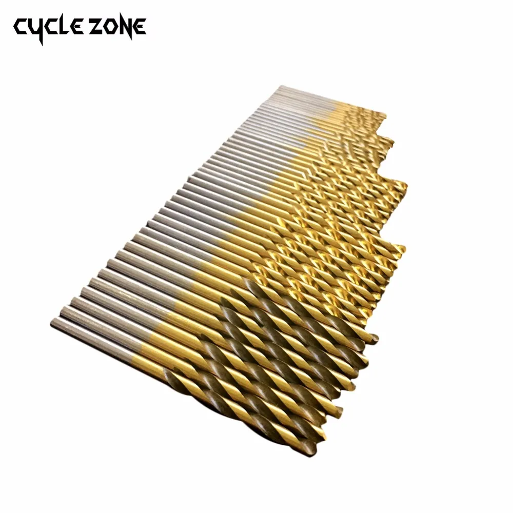  50Pcs/Set Titanium Coated Twist Drill Bit Set 1/1.5/2/2.5/3mm High Speed Steel Wood Drilling Metalw