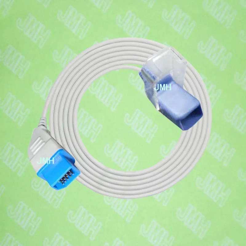 Compatible with Nihon kohden Pulse Oximeter the JL-650P Spo2 sensor adapte cable 14pin to DB9F. |