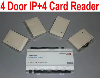 

4 door ip controller+4 pcs of card readers,web control+tcp/ip network communication by software and web interface