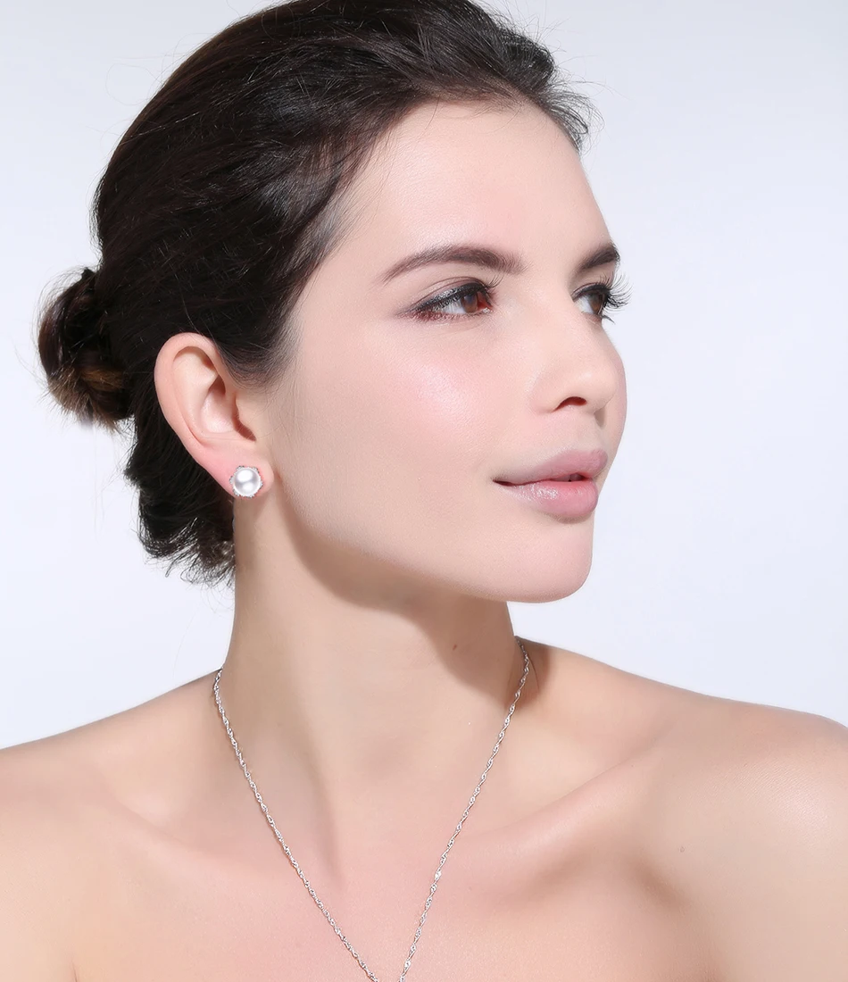 ORSA JEWELS настоящие 925 женские серьги-гвоздики с элегантным круглым жемчугом Ювелирные изделия для женщин Свадебные ювелирные изделия Brincos подарок SE65