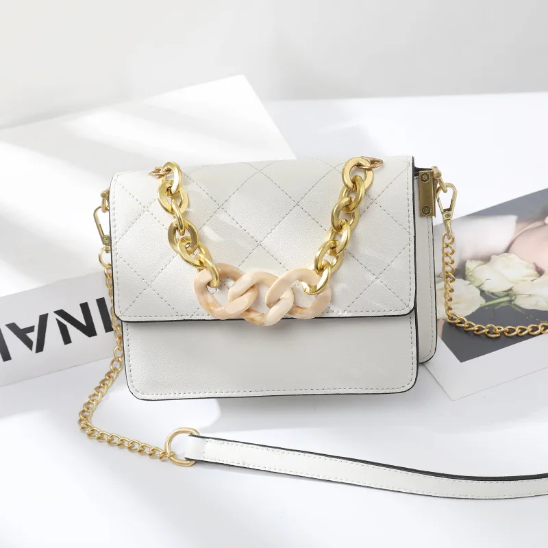 

2019 New Summer Diamond Lattice Chain Shoulder Messenger Bags High Quality Genuine Leather Women Purse and Handbags