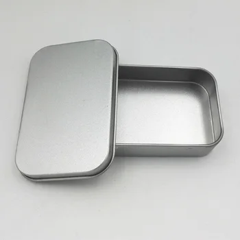 

Plain silver tin box 9.4x6.1x2cm, rectangle tea candy business card usb storage box case W7229