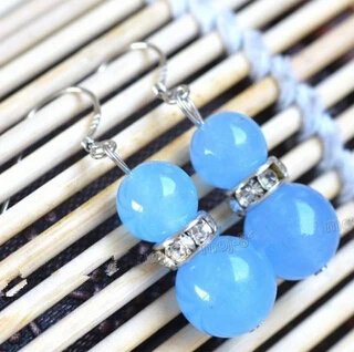 

hot sell new - wb001 Pretty Natural Aquamarine Jade Beads 925 Sterling Hook Earrings
