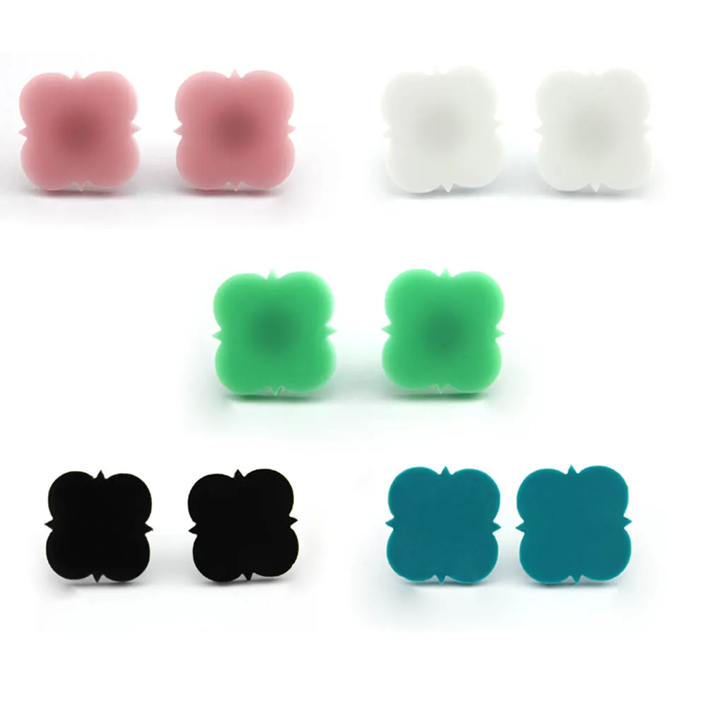 Let It Be Whole Hypoallergenic Vinyl Blank Monogram Stud Let It Be Whole Hypoallergenic Vinyl Blank Monogram Stud Earrings Solid Black Quatrefoil 16mm Acrylic Post Earring Round In From Jewelry