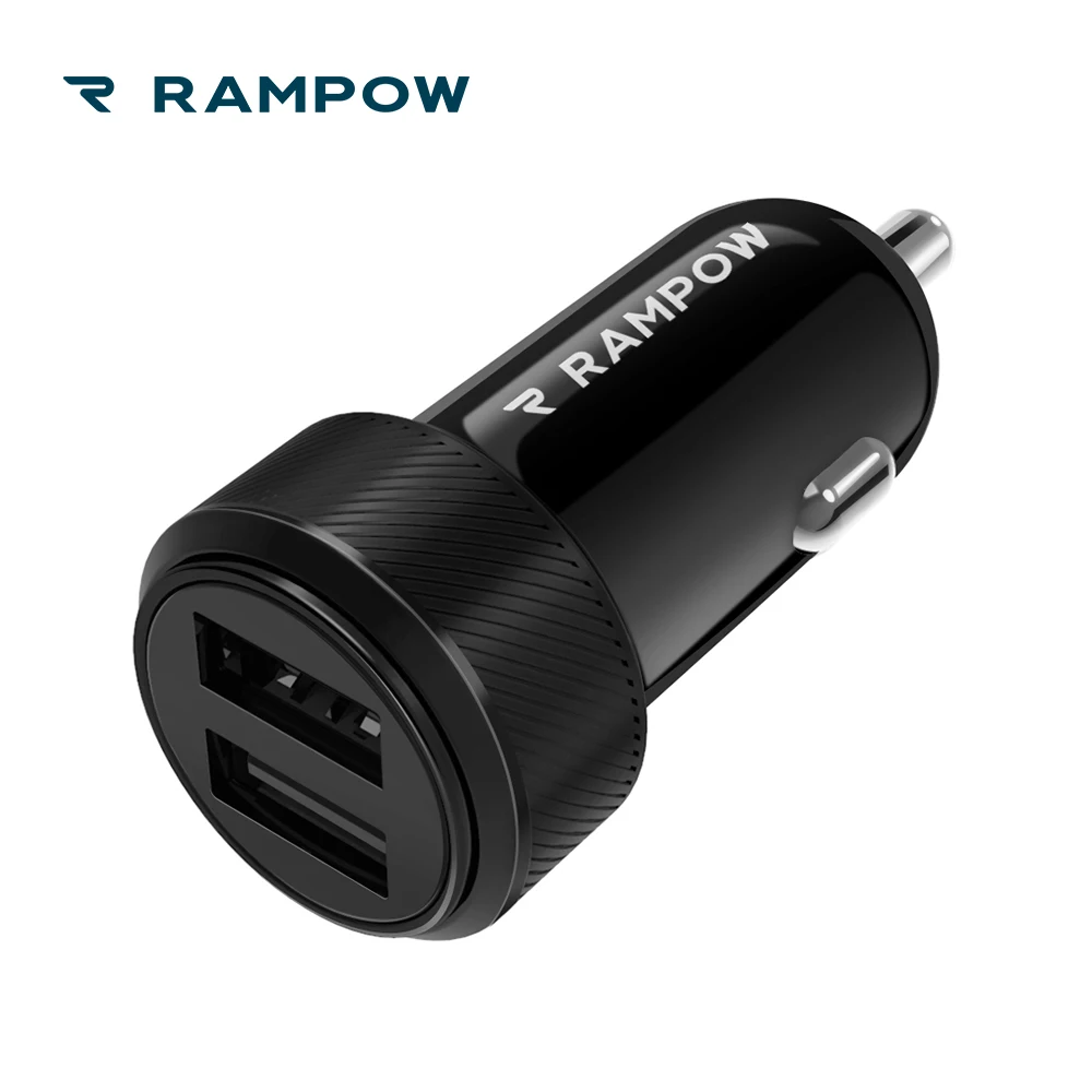 

RAMPOW 24W Dual USB Car Charger, 5V/2.4A Intelligent Chip 2 USB Car Charger for iPhone X, Mobile Phone Charger for Huawei P20