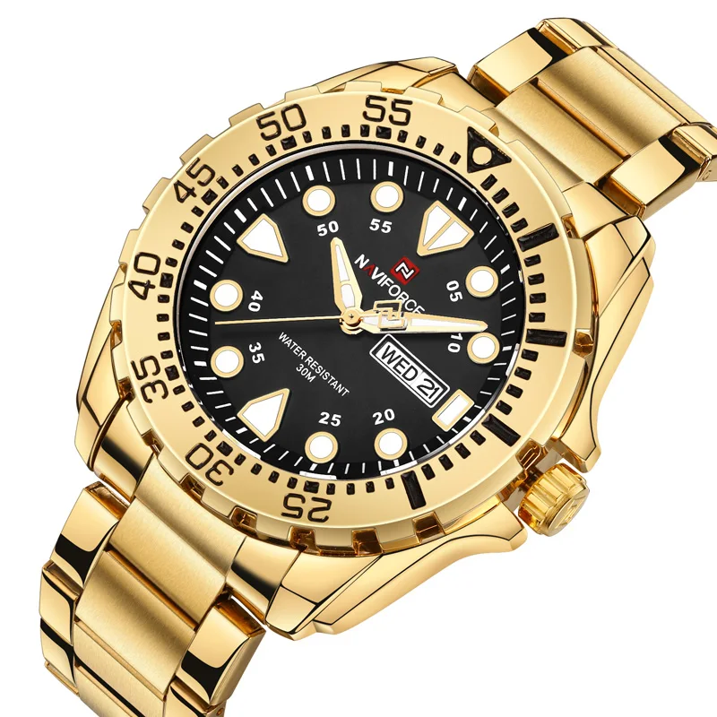 

NAVIFORCE Men Watch Date Week Sport Mens Watches Top Brand Luxury Military Army Business Steel Band Wrist Quartz Male Clock 9105