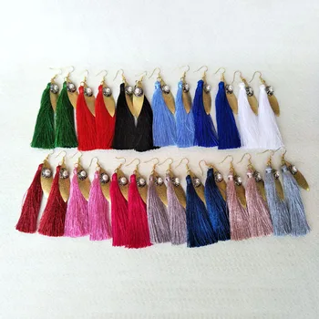 

6 Pairs cotton Silk Tassel Dangle Hook Earrings,Pave Rhinestone pearl Tassel Jewelry For Women Bohemia Earrings ER566