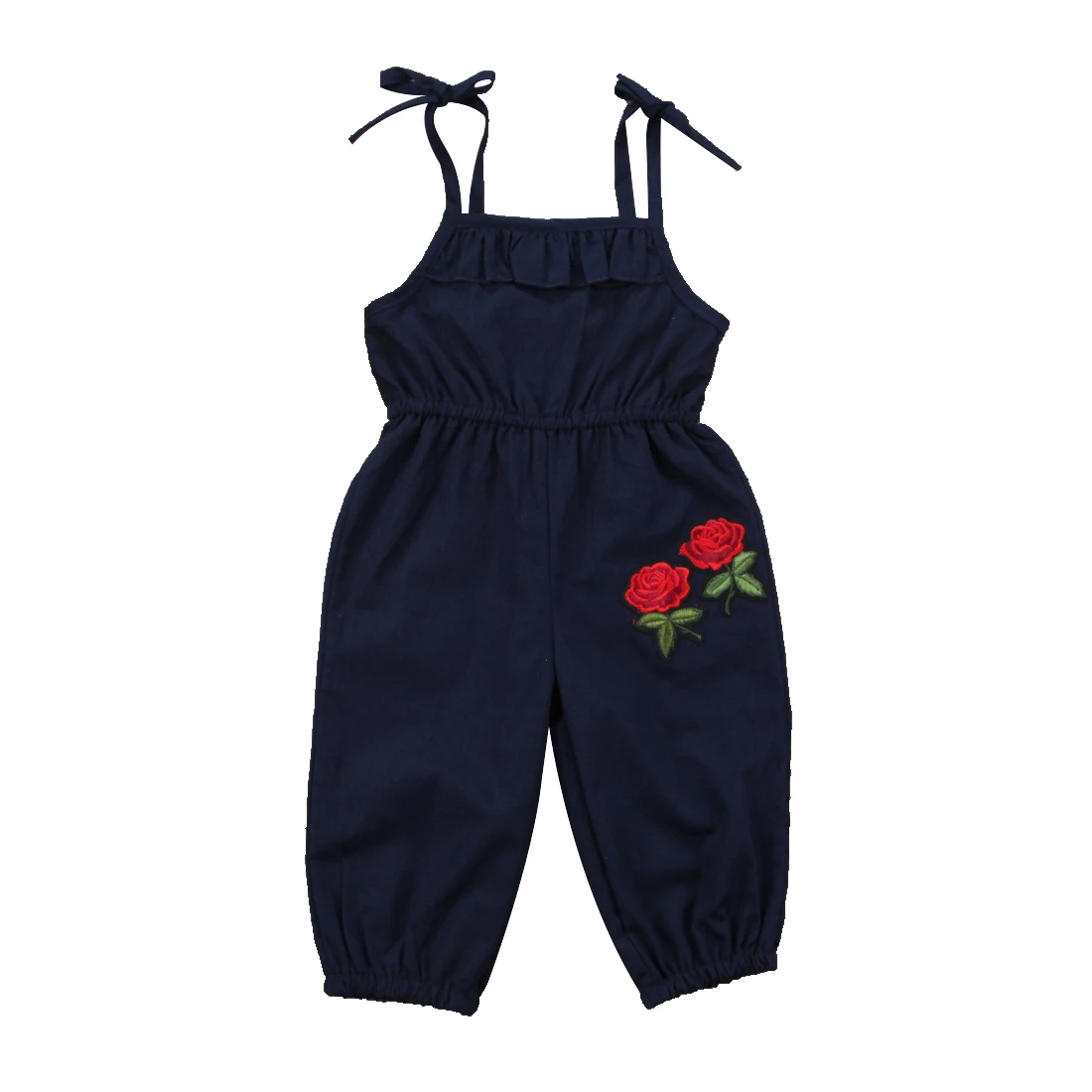 Детский комбинезон с цветочным принтом и вышивкой для девочек, комбинезон, комплект одежды, бандажный комбинезон без рукавов для девочек, США