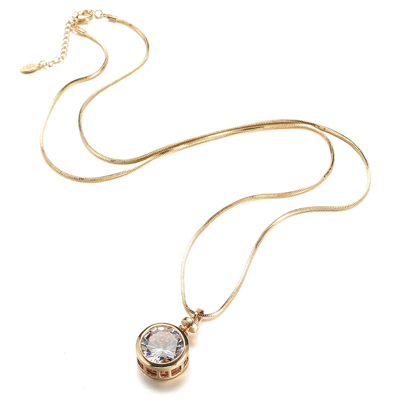 Большое Круглое прозрачное ожерелье с подвеской из австрийского кристалла Золотая Длинная цепочка ожерелье для свитера для женщин модные ювелирные изделия вечерние подарки