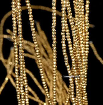

3mm Gold Hematite Gemstone Gold Faceted Round Loose Beads 16 inch Full Strand (90145595-148)