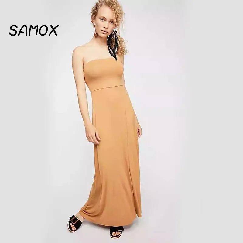 JSMY 2019 New Summer Fashion Women Back Cross Strap Sleeveless Hanging Neck Party Dress