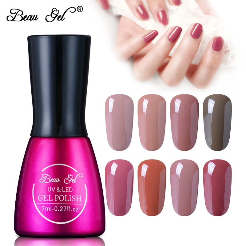 

Beau Gel 7ml Nude Color Series Gel Nail Polish Semi Permanent Soak Off UV LED Gel Lacquer Enamel Acrylic Nail Art Gelpolish