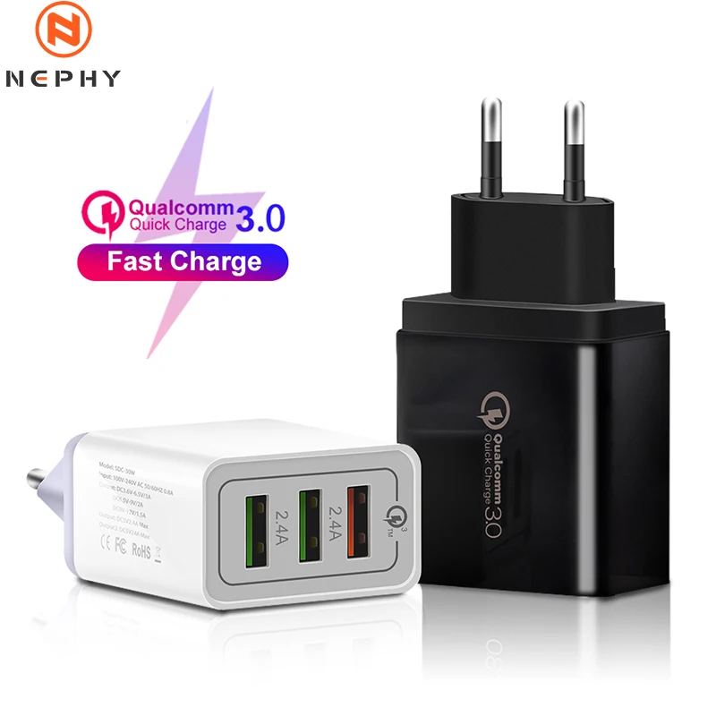 Универсальный 30 Вт USB quick charge 3,0 для iphone 7 8 Plus X XS Max EU US Plug быстрое зарядное устройство для мобильного телефона Samsug S10 S8 S9