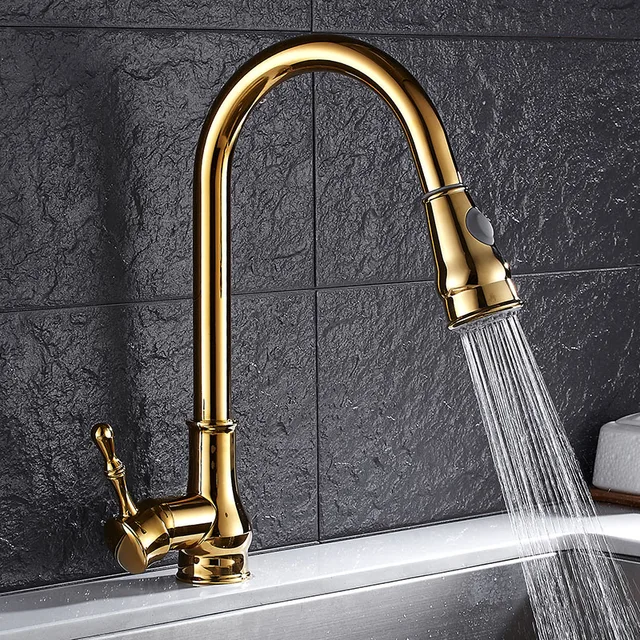 Special Offers Newly Arrived Pull Out Kitchen Faucet Gold Sink Mixer Tap 360 degree rotation torneira cozinha mixer taps Kitchen Tap