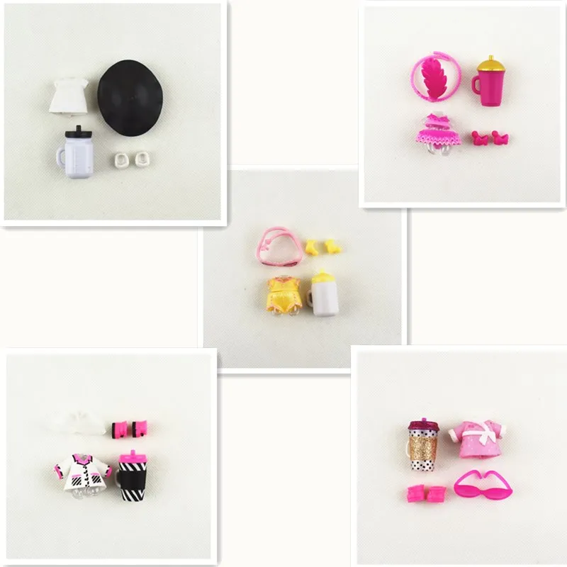

1 pcs/A set LOL Cartoon doll Family toys clothes clothes suits bottles clothes shoes jewelry girl's gift LOL