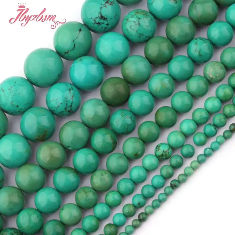 

4,6,8,10,12mm Smooth Round Green Turquoises Beads Natural Stone Beads For DIY Necklace Bracelets Jewelry Making15" Free Shipping