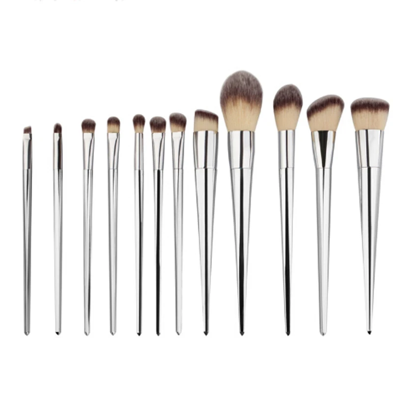 12Pcs Gold / Silver Professional Makeup Brush Set Face Blush Powder Brush Contour Brush Foundation Eyeshadow Cosmetic Brush