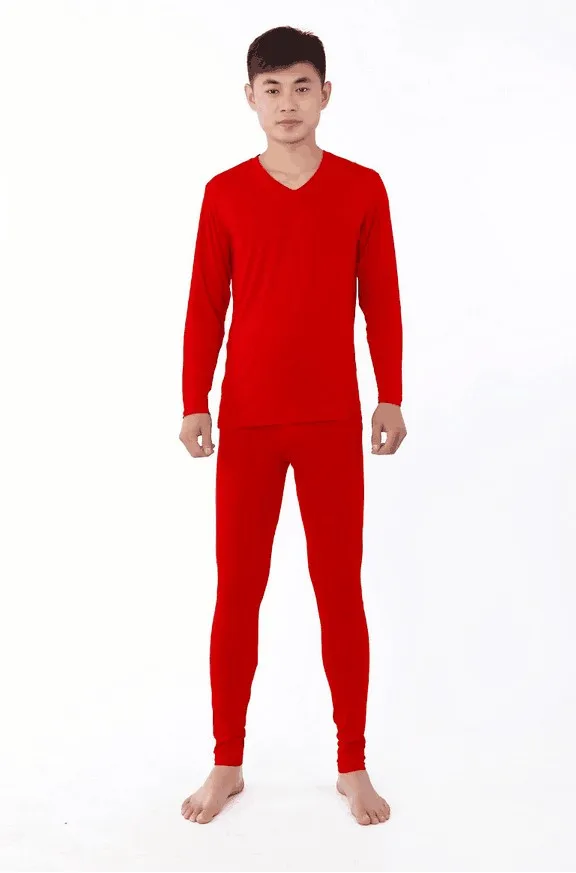 new arrival Manufacturers wholesale soft autumn winter men comfortable bamboo fiber cotton v-collar super large plus size XL-7XL best long johns for men