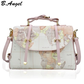 

High quality world map men women messenger bags fashion women handbag designer school bags shoulder bag