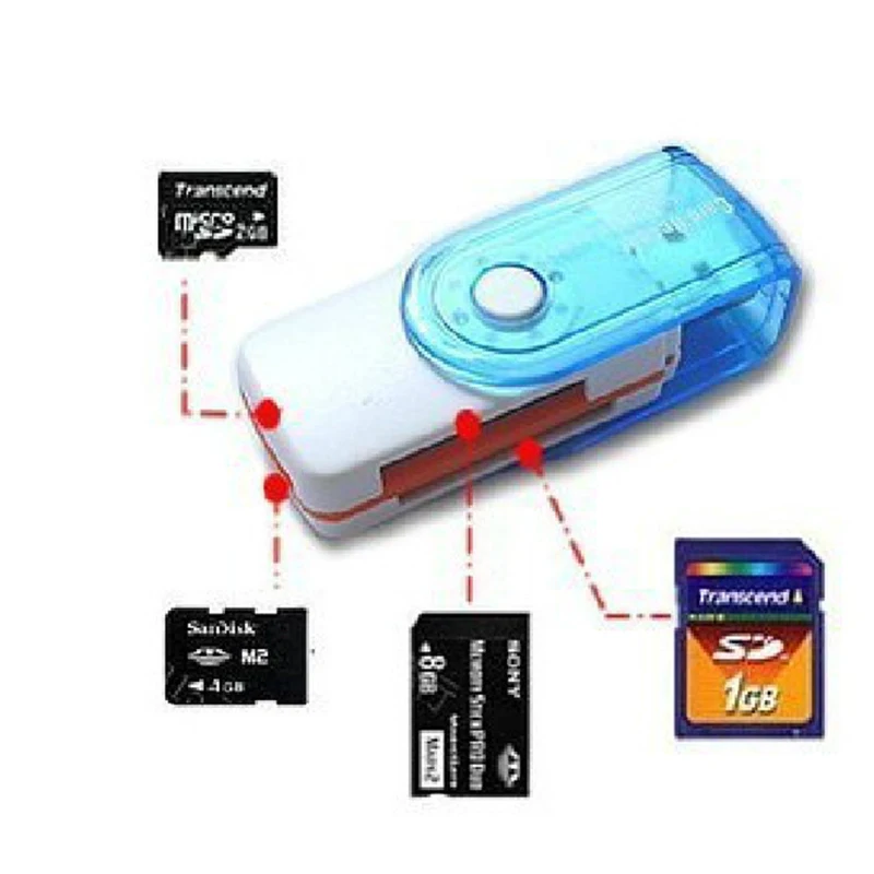 Larryjoe 4 in1 USB 2.0 High Speed Multi-Function All IN 1 MS M2 SDHC TF MMC Micro SD U-Flash Memory Card Reader Random Color