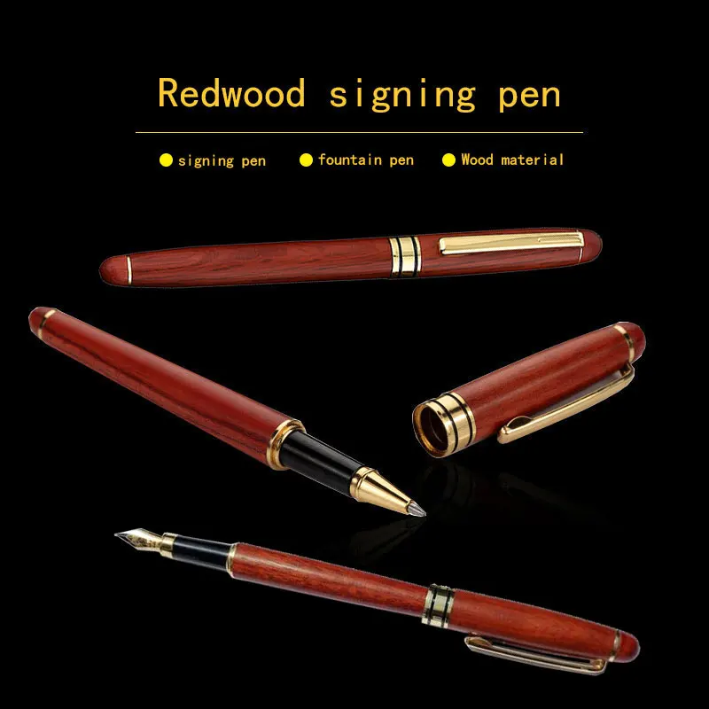 

Retro wooden pen high quality business office ballpoint pen fashion meeting fountain pen school student mahogany signing pen