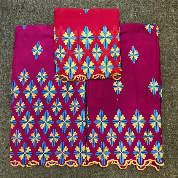 

Fashionable African cotton lace cloth embroidery Swiss voile lace fabric for dress set NCS43(2.5y+2.5y+2y)