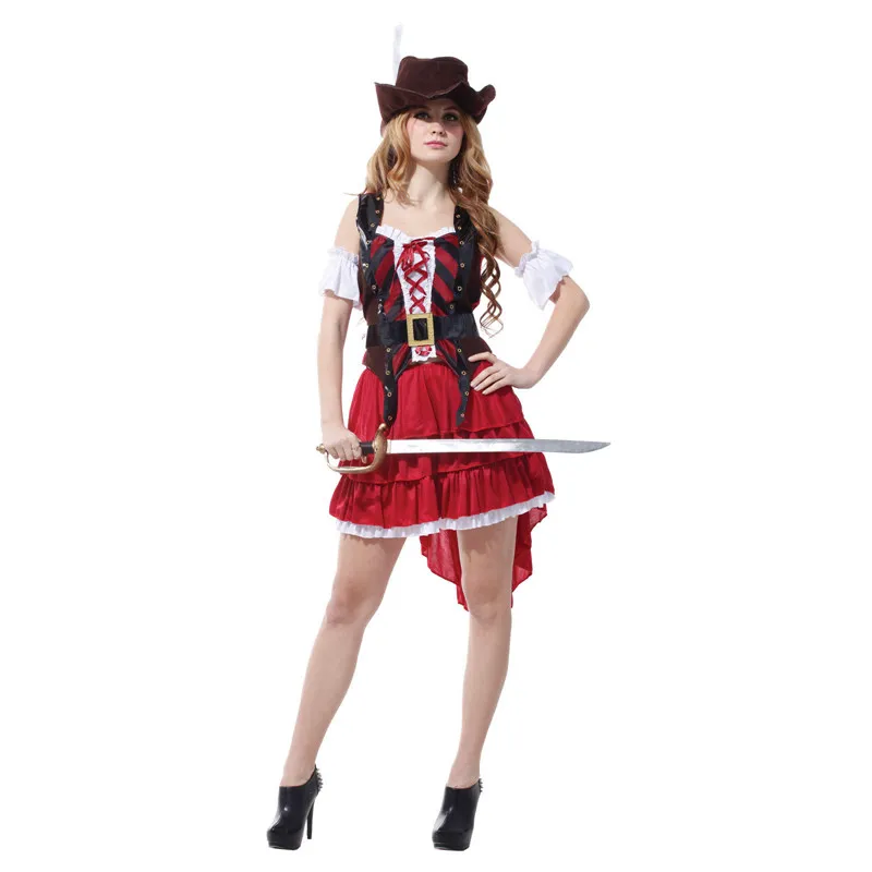 

Adult Womens Sexy Swashbuckler High Seas Pirate Costume Halloween Purim Carnival New Year Masquerade Fancy Party Dress