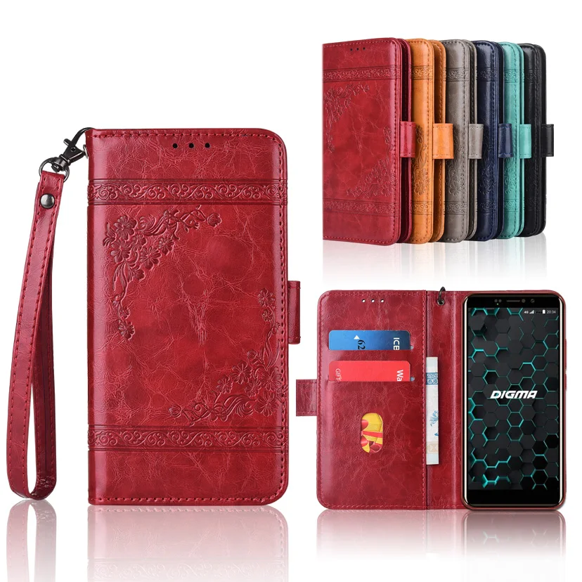 

Newest Wallet case for Digma LINX Pay 4G Flip case with Strap,100% special PU leather embossing flower case