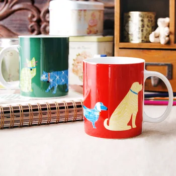 

Pastoral Creative Cartoon Cat Dog ceramic cups and mugs porcelain drinkware with handgrip milk tea coffee mug cup couple cups