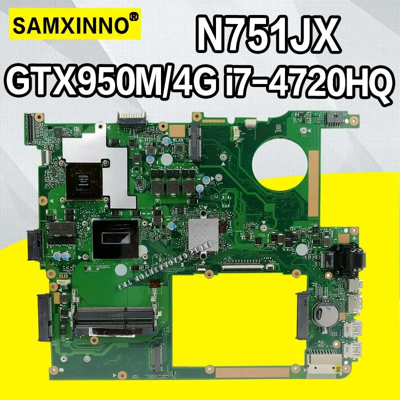 N751JX Laptop Motherboard For Asus N751J N751JK N751JX REV2.0 Mainboard Test ok I7-4720HQ CPU GTX95