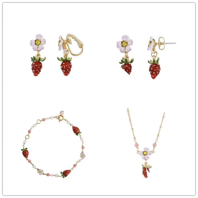 

New Arrival Fashion Simple Strawberry Enamel Glazed Pendant Short Necklace Clavicle Chain Female Gift