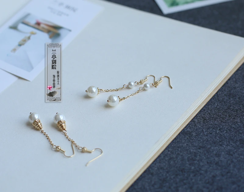 

Pearl beads Earrings Hanfu Jewelry Ancient Chinese Classical Hair Jewelry Cos Hanfu Hair Accessory Necklace