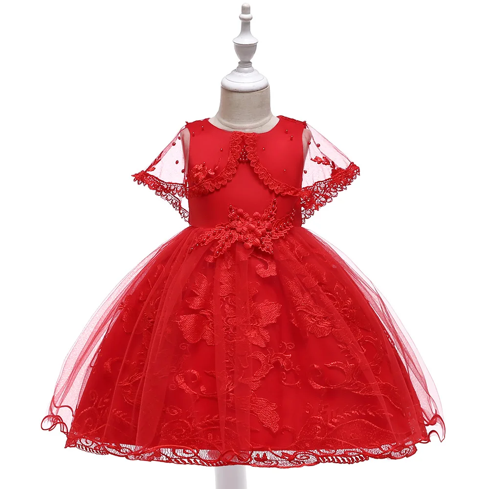 

Ballgown Red Flower Girl Dresses For Wedding Formal Birthday Princess Party Dresses 2019 with Wrap