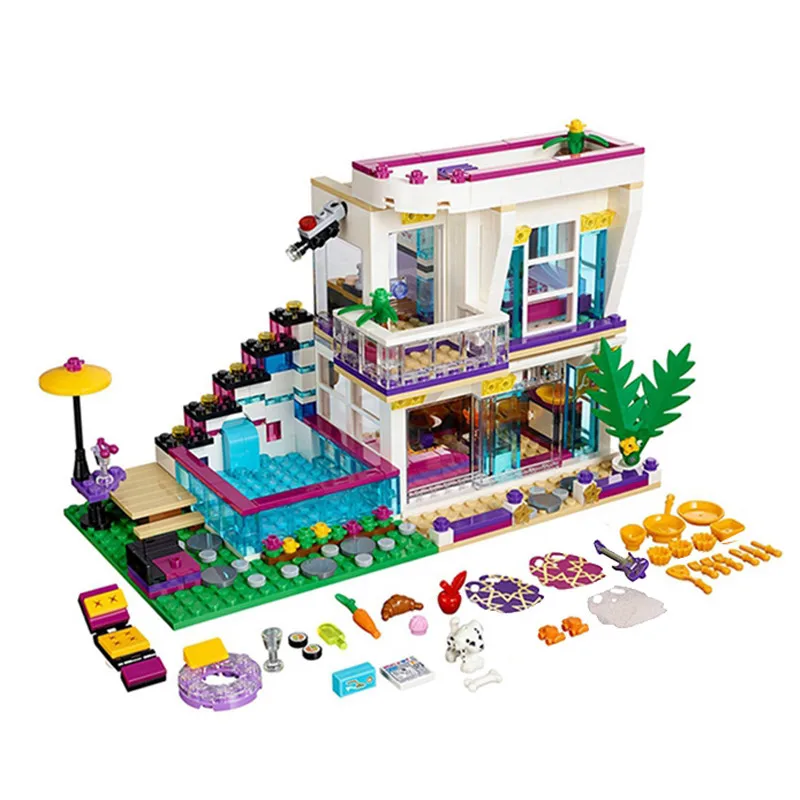 

Lis 01046 Friends Girl the Singer Villa House DIY Set Model Building Kits Blocks Bricks Children Educational legoINGLYS 41135