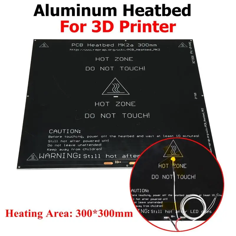

BIQU MK2A 300*300*3.0mm RAMPS 1.4 PCB Aluminum Heated Bed for 3D Printer