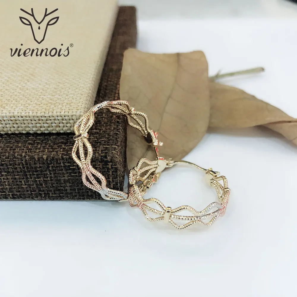 Viennois Large Twisted Circle Hoop Earrings For women Round Rose Gold Mix Color Fashion Jewelry | Украшения и аксессуары