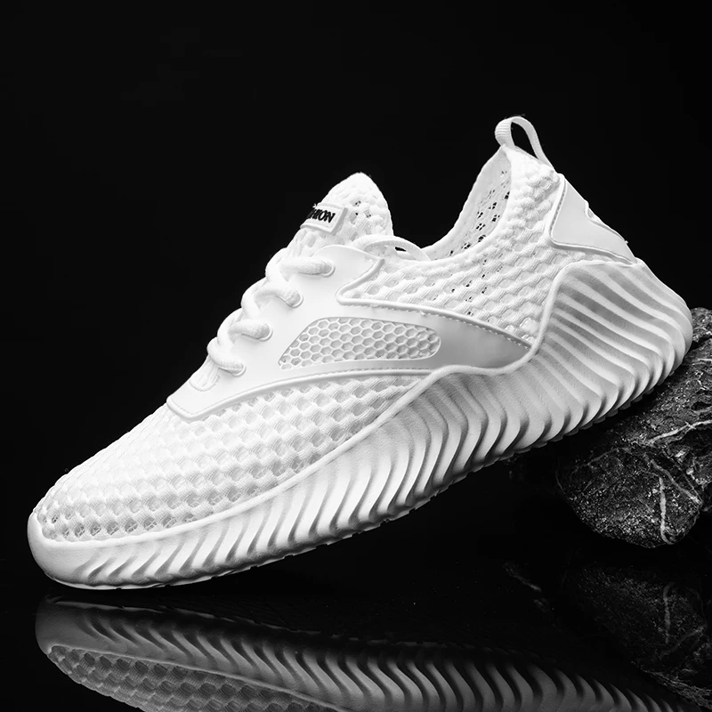 

Fashion Breathable Mesh Men Shoes Non-slip Rubber Sole Man Shoes 2019 Summer Autumn Plus Size 39-47 Male Black Shoes C4