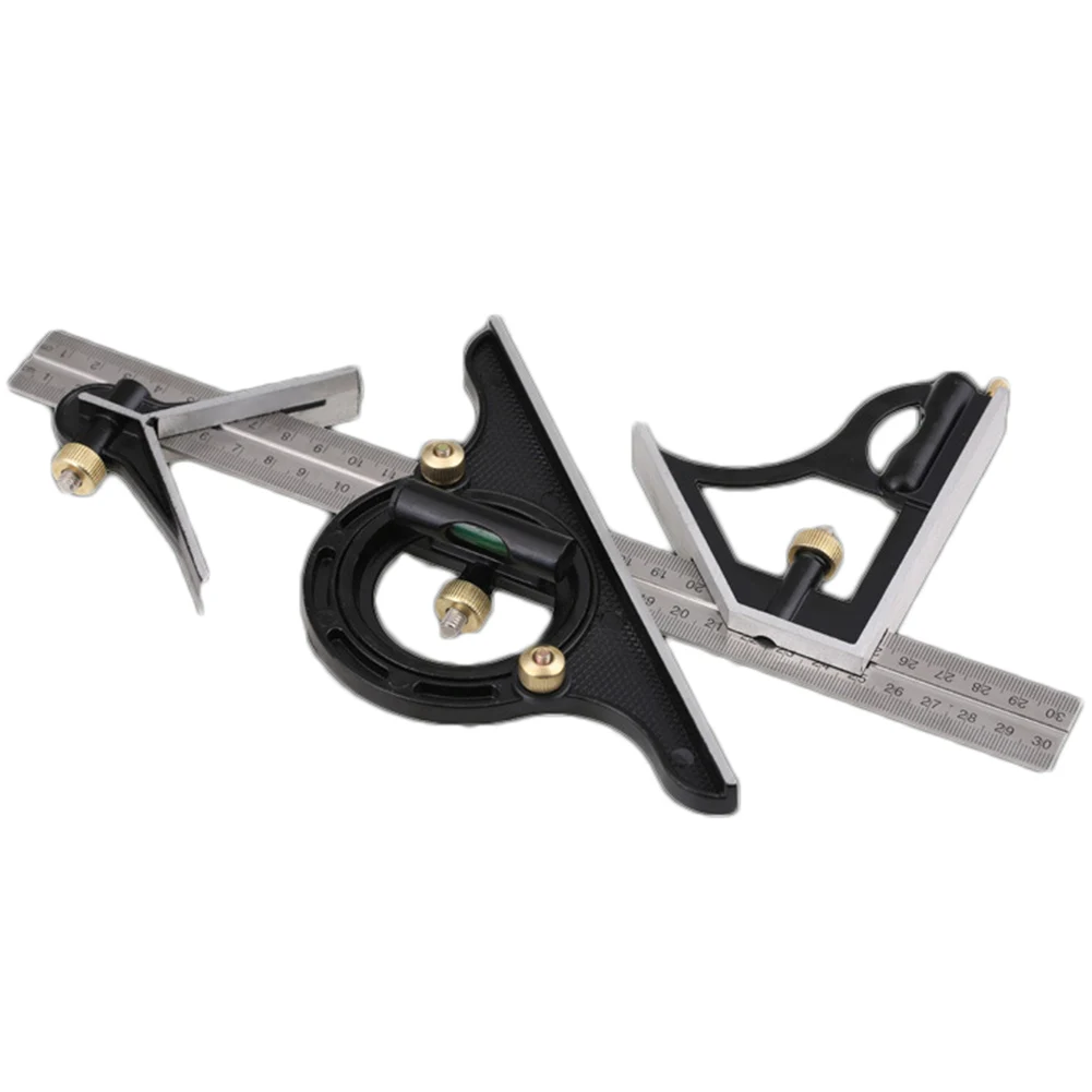 

300mm Combination Square Angle Ruler 45/90 Degree With Bubble Level Multi-functional Measuring Stainless Steel Ruler
