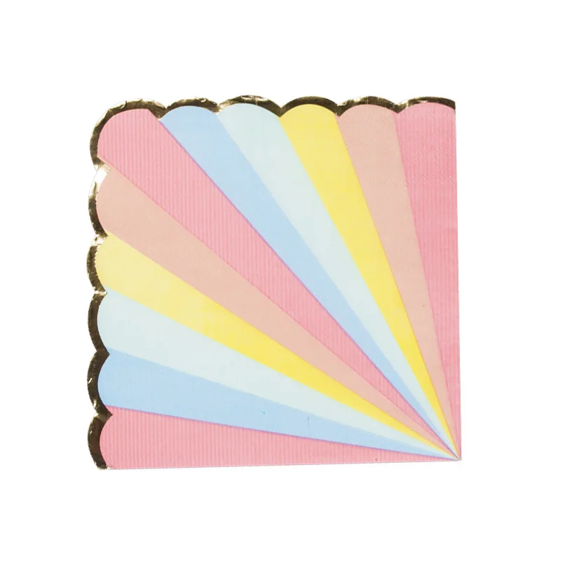 Rainbow Paper Plates Cups Straw Tableware Birthday Party Decorations Adult Rose Gold Summer Wedding Bachelorette Party Supplies - Цвет: Napkins 16pcs