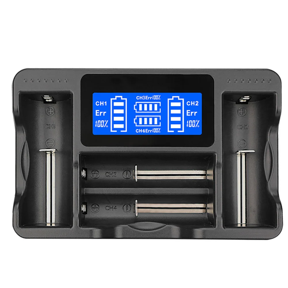 Intelligent Rechargeable Safe Battery Charger USB LCD Display Charging Universal Four Slots Home