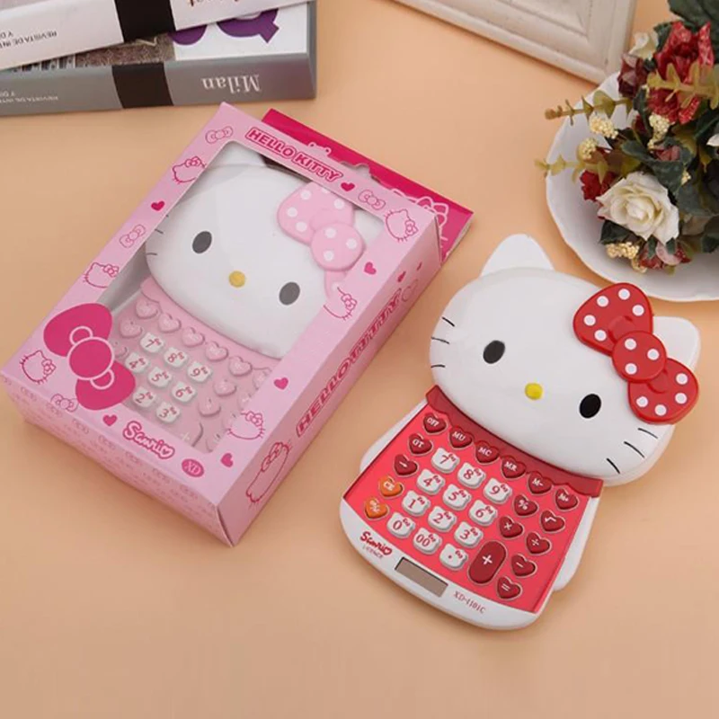 

Hello Kitty Electronic Calculator Office & School Mini Cute Calculating Dual Solar Power Calculadora As Gift