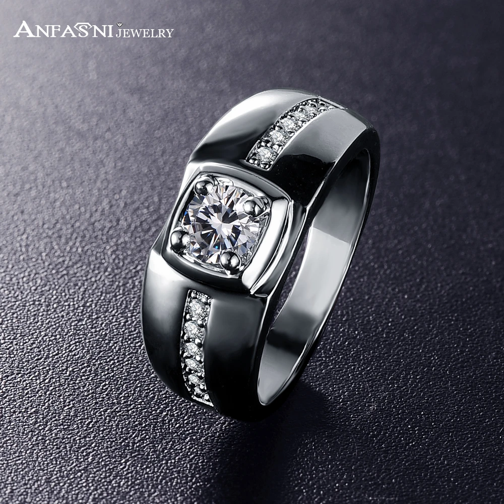 ANFASNI 2017 Latest Design Luxury Men'Finger Rings AAA Cubic Zirconia