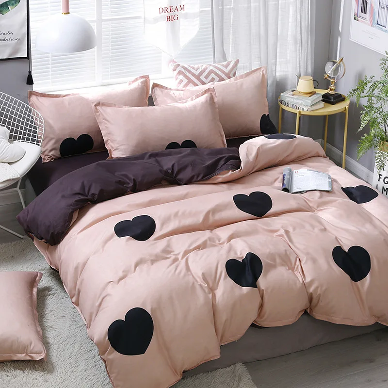 

DEVO Sweet Beddingset Printed Duvet Cover Bed Sheet Pillowcase Polyester Brief Full King Queen Tiwn Beding Cover